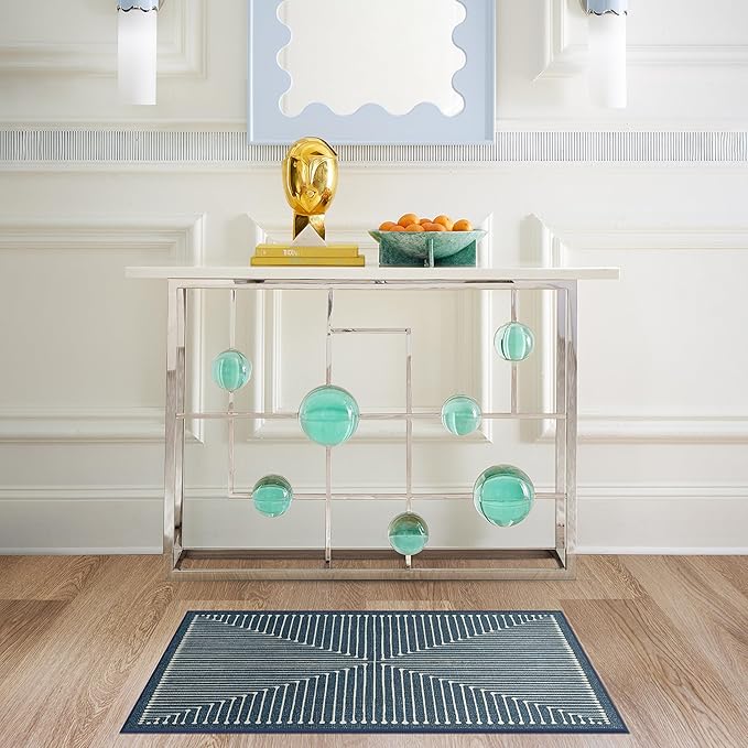 RUGGABLE x Jonathan Adler Machine Washable Modern Area Rug – Inkdrop Lapis Blue 2x3, Stain-Resistant, Non-Slip – Small Rugs for Living Room, Bedroom, Hallway, Entryway & Bathroom–with Cushioned Pad