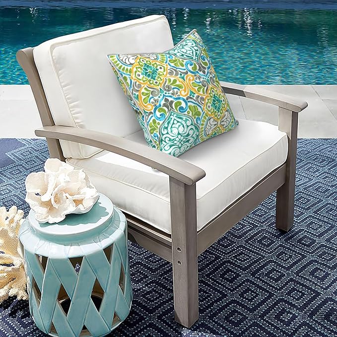 Outdoor Throw Pillow Covers Pack of 2, Decorative Water Repellent Square Pillow Cases 18x18 Inch, Patio Pillowcases for Home Patio Furniture Use, Damask Green