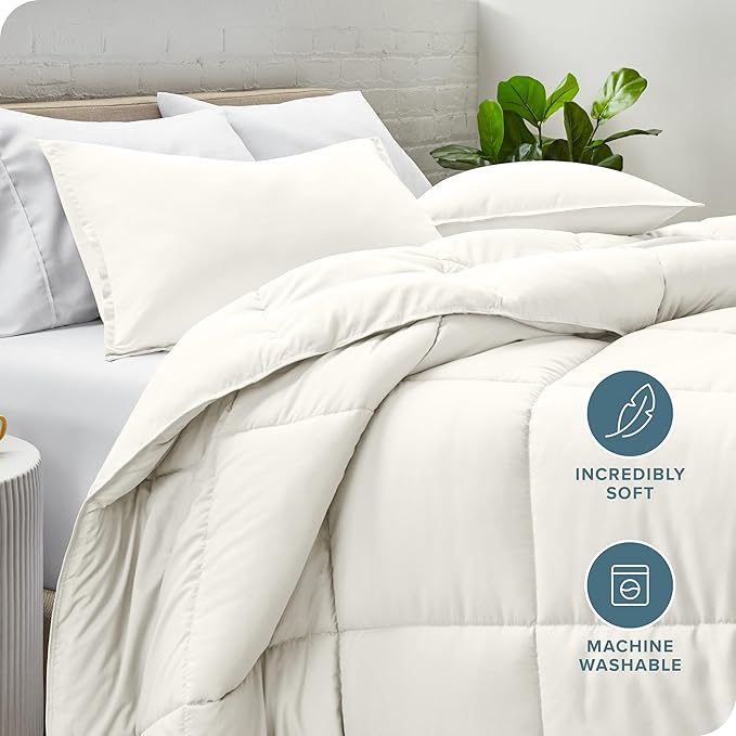 Bare Home Comforter Set - Oversized Queen Size - Ultra-Soft - Goose Down Alternative - Premium 1800 Series - All Season Warmth (King/Cal King, Cream)