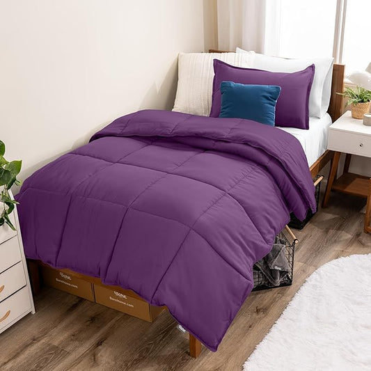 Bare Home Comforter Set - Twin/Twin Extra Long Size - Ultra-Soft - Goose Down Alternative - Premium 1800 Series - All Season Warmth (Twin/Twin XL, Plum)