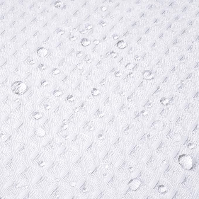 River Dream Stall Heavyweight No Hooks Required Dotted Waffle Weave Shower Curtain with Snap in Liner - 36W x 74H,Hotel Grade,Spa Like Bath Curtain,White