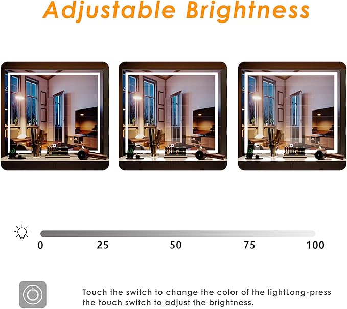 Vanity Set with Lighted Mirror and Charging Station, Extra Large Mirror Makeup Vanity Table with Cushioned Stool,5 Drawers, Modern Vanity Table with Nightstand (Black, Large)