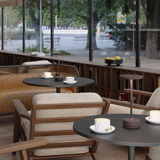 2 Pack Rechargeable Cordless Table Lamps, 5000mAh Portable Battery Table Light, 3 Color Stepless Dimming LED Table Light with Memory Function, for Outdoor/Home/Patio/Restaurant.(Rust)