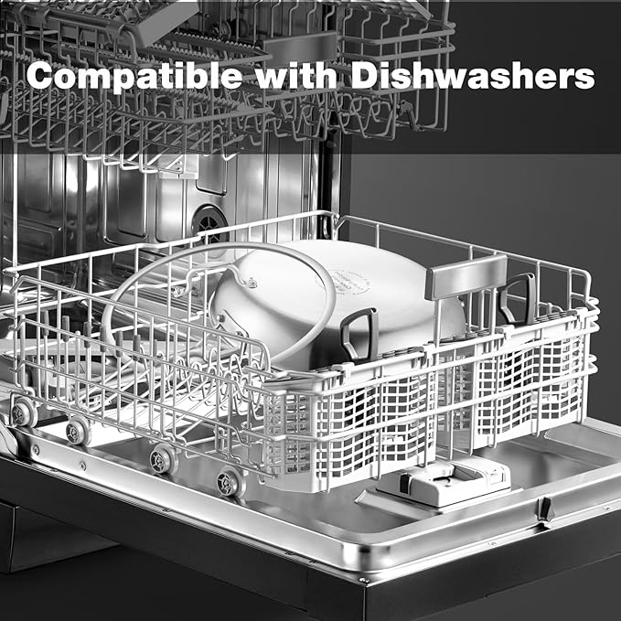 12-Inch Tri-Ply Fully Bonded Stainless Steel Frying Pan with Tempered Glass Lid | Chef's Skillet, Induction Compatible, Dishwasher & Oven Safe