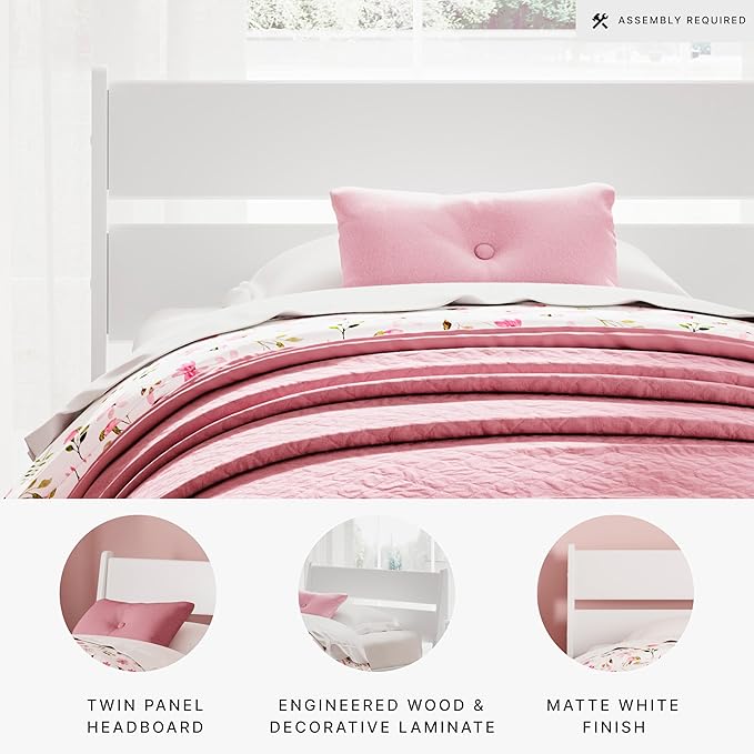 Signature Design by Ashley Socalle Coastal Panel Headboard, Twin, White