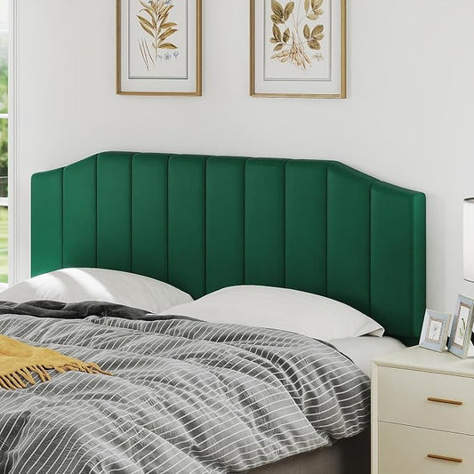 King Size Headboard Only, Velvet Upholstered Headboard King/California King Size Wall Mount and Bed Frame Mount, Featuring High-Density Sponge Padding Easy Assembly Comfort Style-Jade Green