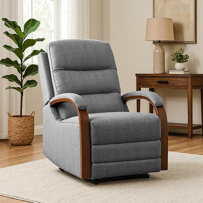 FLEXISPOT Dual Motor Power Lift Recliner Chair for Elderly, Electric Lay Flat Reclining Chair with Massage & Heat, Side Pockets, Fabric Single Sofa for Living Room,Charcoal Gray