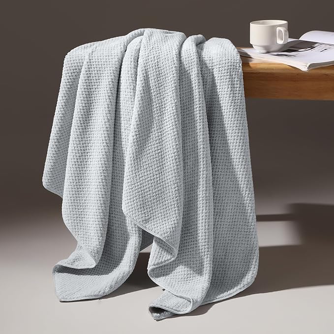 REDKISS 6 Piece Premium Towel Set, 2 Bath, 2 Hand, and 4 Wash Cloths, Ultra-Fiber Coral Fleece, Highly Absorbent Towels for Bathroom, Gym, Hotel, and Spa, Ideal for Everyday use, Light Grey