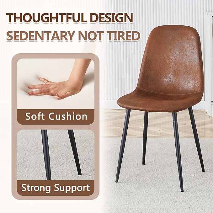 45 Inch Round Dining Table Set for 4, 5 Piece Kitchen Table and Chairs Set, Wooden Table with Walnut Finish, Small Space Dining Set for Apartment or Dining Room