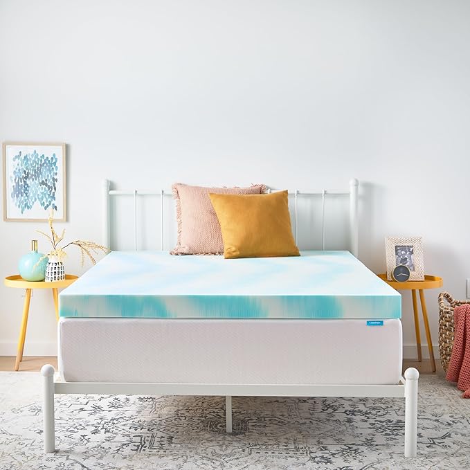 Linenspa 4 Inch Gel Swirl Memory Foam Mattress Topper – Cooling Gel Infused – Pressure Relieving Bed Topper - Mattress Pad – CertiPUR Certified - Full Size