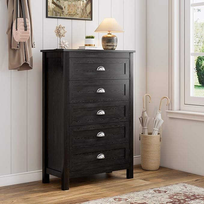 Wananlanen® Farmhouse Dresser for Bedroom, Antique Double Dresser & Chest of Drawer with Vintage Handle and Storage, Wooden Tall Rustic Organizer for Bedroom