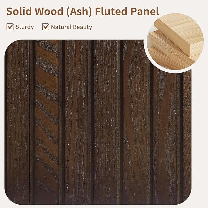 55.12" Wood Console Table for Entryway, Narrow Long Real Wood Fluted Design Sofa Tables Behind Couch Table Entryway Tables with 2-Tier Storage Shelves for Living Room, Hallway, Foyer, Walnut