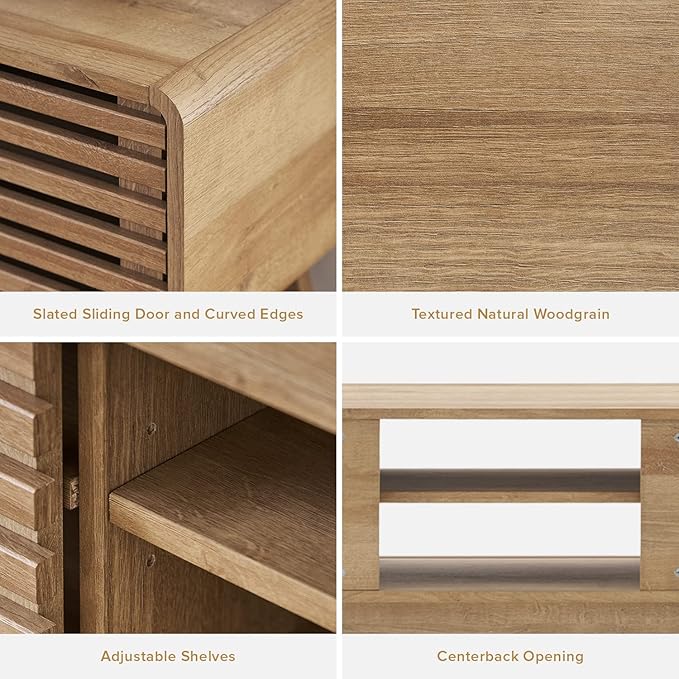 mopio Ensley TV Stand, Mid Century Modern for 55/60/65 inch TV, Farmhouse TV Stand, Entertainment Center with Storage, TV and Media Console for Living Room (Oak, 59")