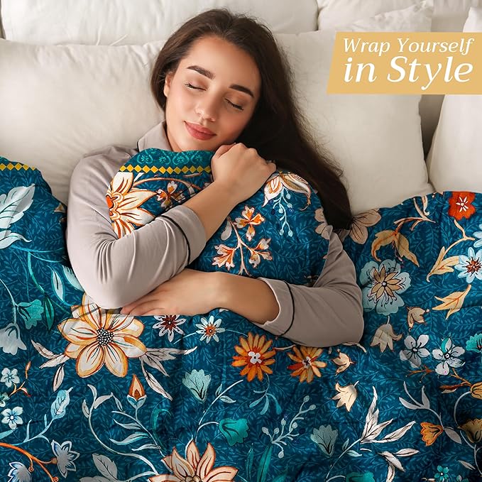 Maison d' Hermine Throw Blanket for Couch Lightweight Soft Warm Breathable Cotton Throw Blankets for Bed Girls Boys Women Men Sofa Travel Living Room Chair Bedding (60"x80", Luxury Loft - Dark Teal)