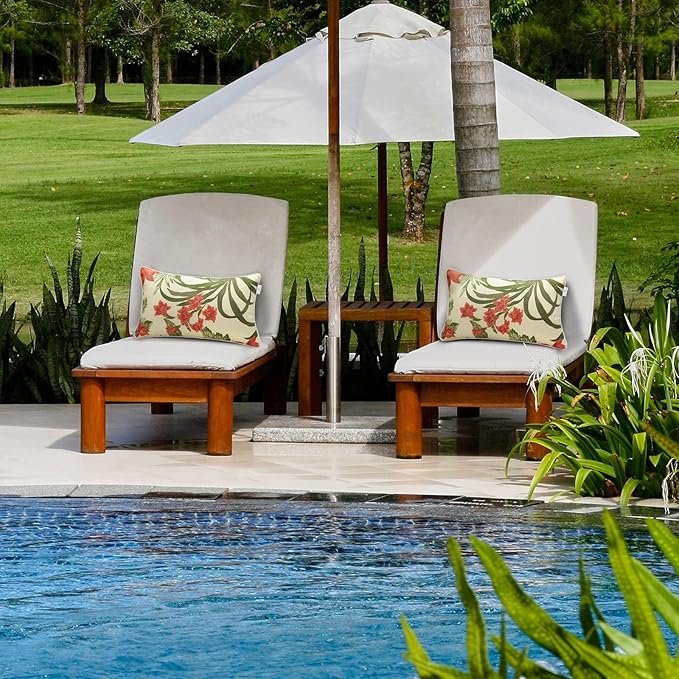 Outdoor Lumbar Pillows - Decorative Pillows with Insert Included Set of 2 Outdoor Pillows for Patio Furniture 12x20 Inch