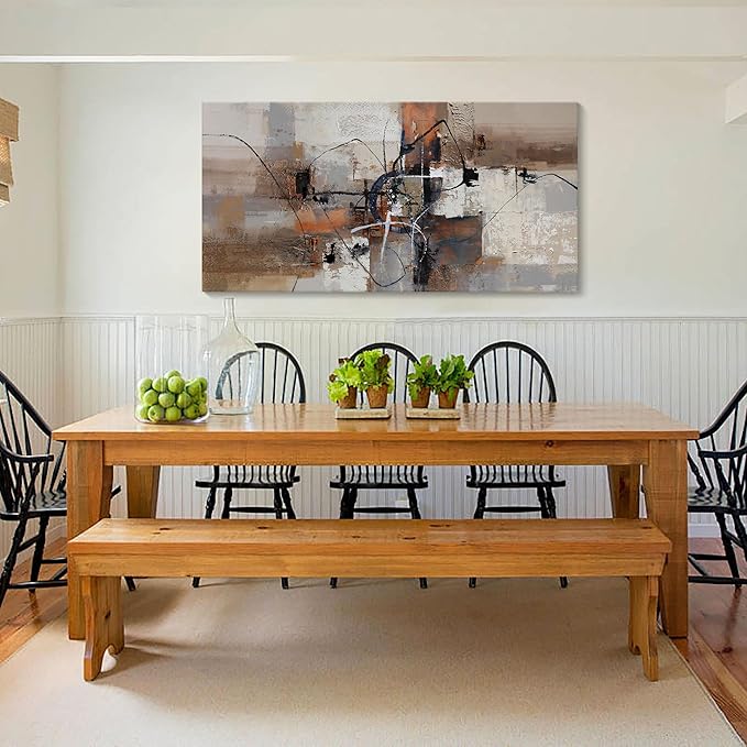 YDYSUNE Abstract Canvas Wall Art, Modern Wall Decor Painting, Brown Room Decorations, Orange Wall Art for Living Room, Bedroom, Office Artwork Wall Decor 29×58IN