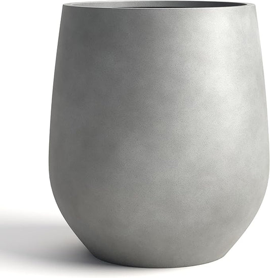 DTY Signature Mount Wilson Modern Indoor Outdoor Fiberstone Tapered Planter, Lightweight, Weather Resistant Garden Pot with Drainage Hole & Rubber Plug, Planter for Christmas Decor - Gray, Small