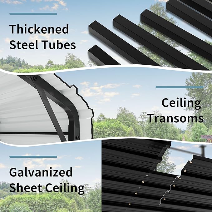 Shintenchi 12x15 FT Metal Carport, Oversized Carport Garage with Enhanced Base, Outdoor Galvanized Car Shelter, Heavy Duty Carports Canopy, for Car, Boats and Tractors