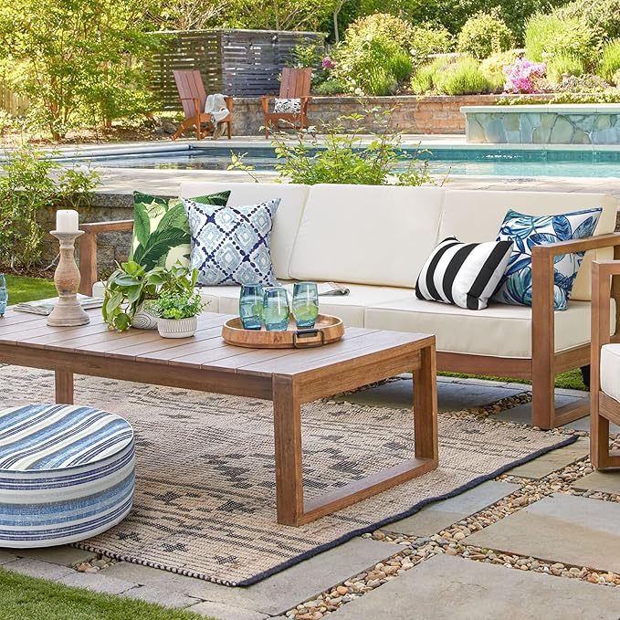 Outdoor Throw Pillows 16x16 Inch, Water Repellent Patio Pillows with Inners Set of 2, Outdoor Pillows for Patio Furniture Home Garden, Swaying Palms Green