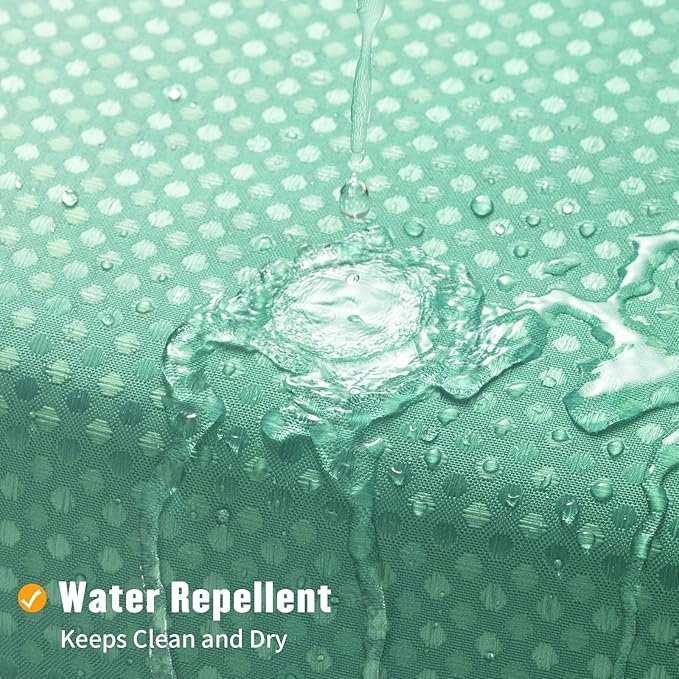 MitoVilla Teal Ombre Waffle Small Stall Shower Curtain 36 x 74, No Hooks Required Turquoise Half Size Narrow Fabric Cloth Shower Curtain Set with Snap-in Liner for Modern Bathroom Decor