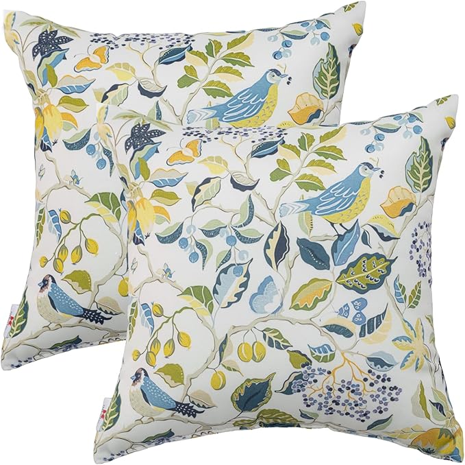 Outdoor/Indoor Throw Pillows, Pack of 2 Waterproof Decorative Throw Pillows with Inserts, 18”x18” Square Pillows for Bed, Couch, Sofa and Patio Furniture