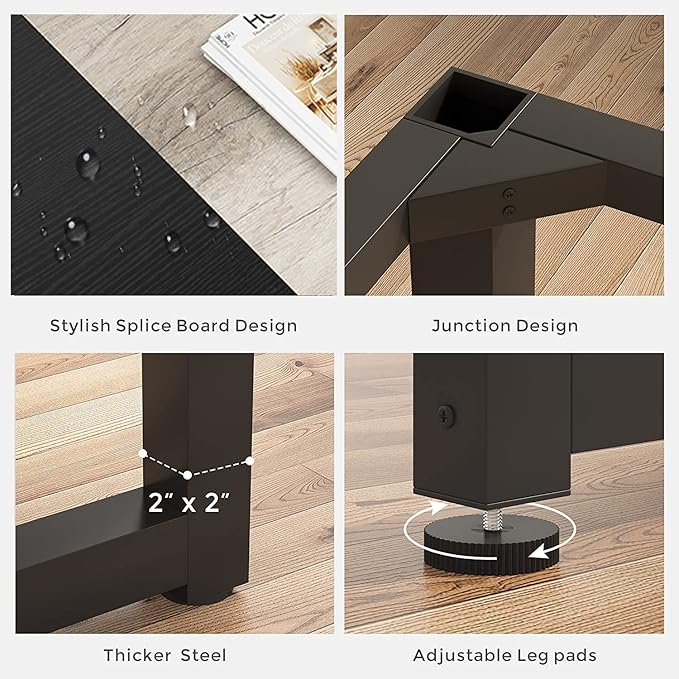 Tribesigns Modern Computer Desk, 70.8 x 31.5 inch Large Office Desk Computer Table Study Writing Desk Workstation for Home Office, Black Metal Frame, Grey Oak