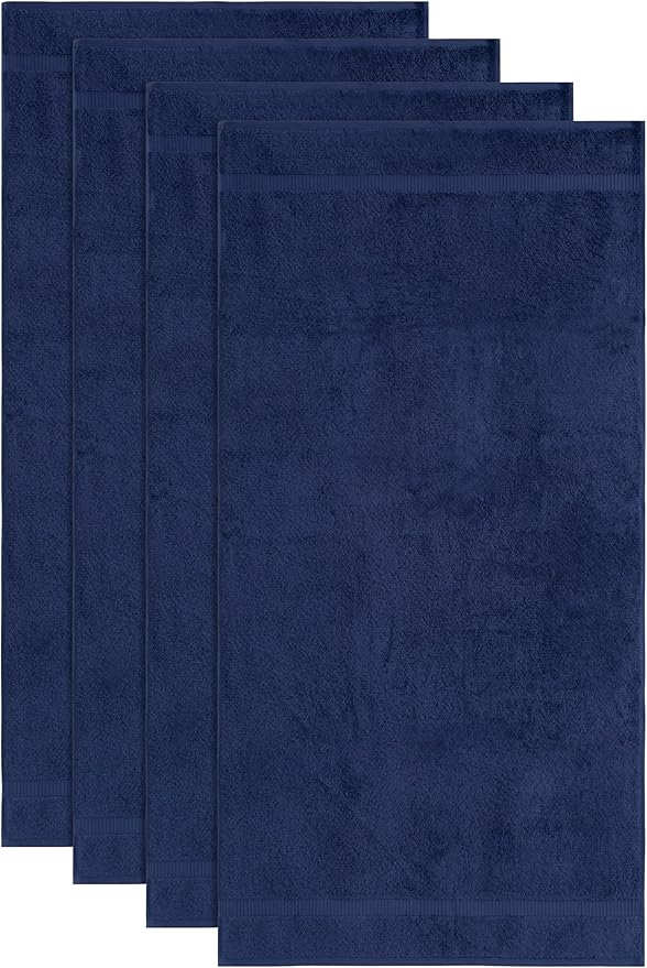 SALBAKOS 100% Turkish Cotton Bath Towel Set of 4 27x54 inch | Heirloom Quality | Hotel & Spa Collection | Ultra Soft, Super Absorbent, Long Lasting Bath Towels | Made in Turkey (Navy, 4 Bath Towels)