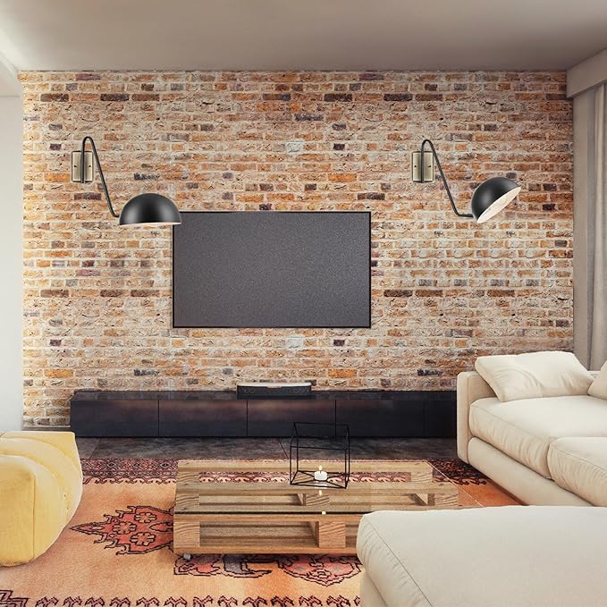 GLOBE Electric 51373 Addison 1-Light Plug-in Wall Sconce, Matte Black