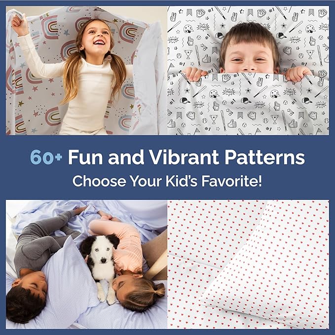 Kids Monsters Twin 3 Piece Sheet Set - Boys, Girls, Teens, Toddler - Easy Fit Deep Pockets - Breathable, Hotel Quality Bedding Sheets - Machine Washable - Wrinkle Free - Cute, Cozy, Soft - CGK Linens