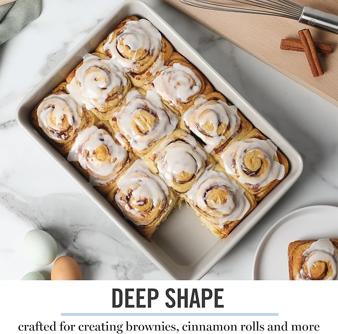 Martha Stewart Gallen 13 x 9 Inch Rectangular Nonstick Carbon Steel Cake/Baking Pan- Cool Grey