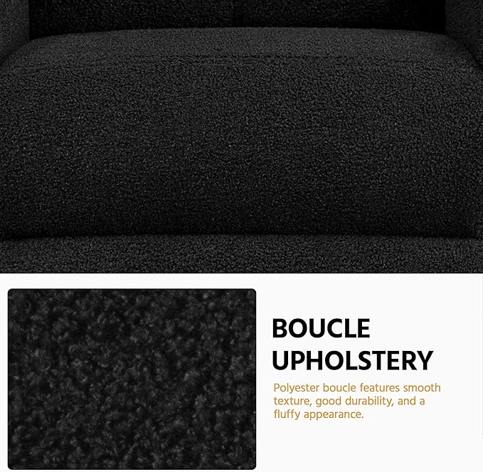 Yaheetech Boucle Recliner Chair Single Sofa Home Theater Seating Adjustable Modern Single Reclining Chair for Living Room Bedroom Home Theater Black