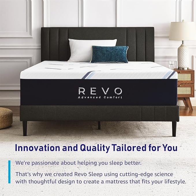 REVO Sleep Gel Memory Foam Mattress, 14-Inch Twin XL – Cooling Gel Foam Mattress with Contouring Support & Breathable Comfort – Great for Dorms or Compact Spaces