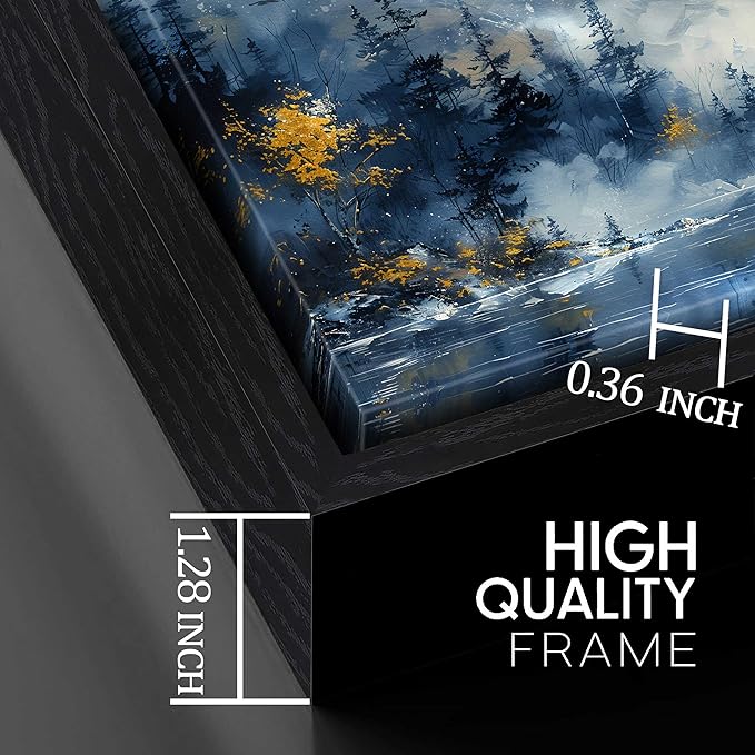 Foggy Forest Wall Art - Modern Wall Art for Living Room Large Size - Black Framed Wall Decor Ready to Hang 29"x 59"