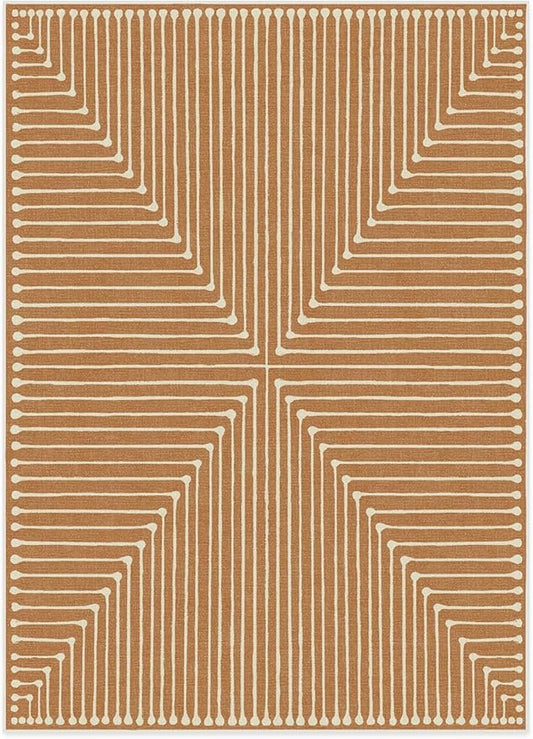 RUGGABLE x Jonathan Adler Machine Washable Modern Area Rug – Inkdrop Copper 9x12, Stain-Resistant, Non-Slip – Large Rugs for Living Room, Bedroom, Hallway, Entryway & Office–with Cushioned Pad