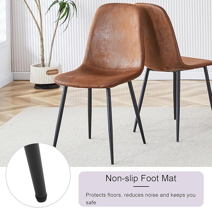 45 Inch Round Dining Table Set for 4, 5 Piece Kitchen Table and Chairs Set, Black Faux Marble Table Top, Small Space Dining Set for Apartment or Dining Room