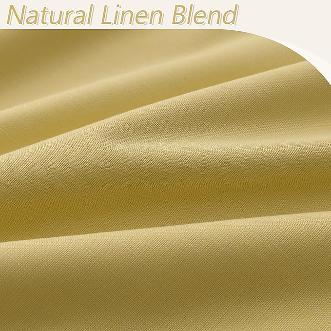 Guken Yellow Blackout Curtains 63 Inch Length 2 Panels Set for Living Room Bedroom Back Tab Thermal Insulated 100% Black Out Linen Drapes Room Darkening Window Curtains 63 Inches Long