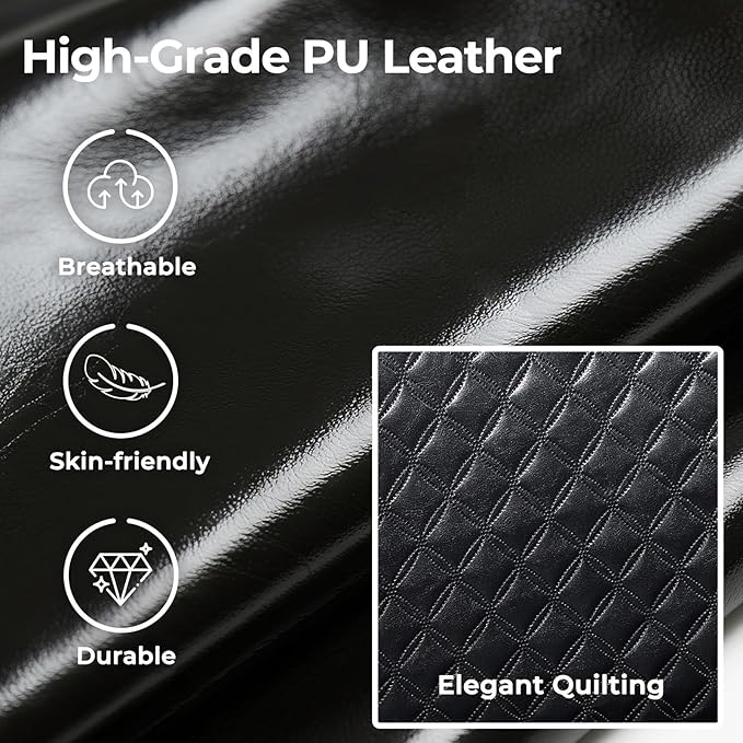 Criss Cross Chair with Flip-Up Arms and Lockable Wheels, Leather Cross Legged Office Desk Chair，Wider 125°Tilting Adjustable Swivel Computer Chair for Home, Apartment, Bedroom,Black 1