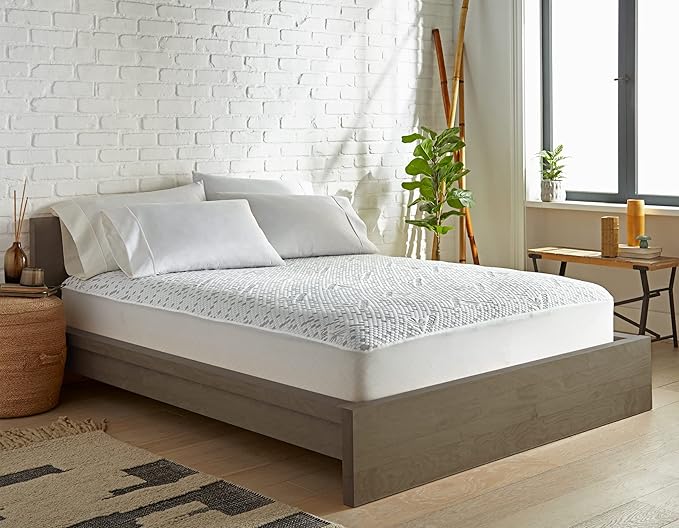 Queen Mattress Protector by PURE BAMBOO, Waterproof, Charcoal Fiber - Viscose Derived from Bamboo Charcoal Fiber, Mattress Cover Protects Against Moisture, Spills, Stains (Queen)