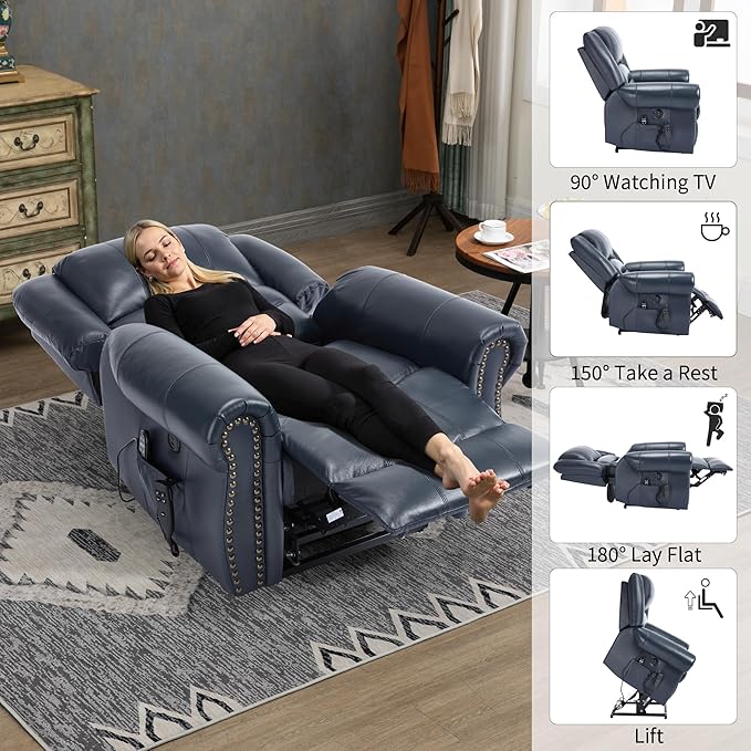 Recliner Chairs for Adults, Oversized Bedroom Chair with Massage, Sofa Chair Home Theater Seating with Lumbar Support, Comfortable Lift Chair for Elderly, Glider Nursery Chair for Living Room