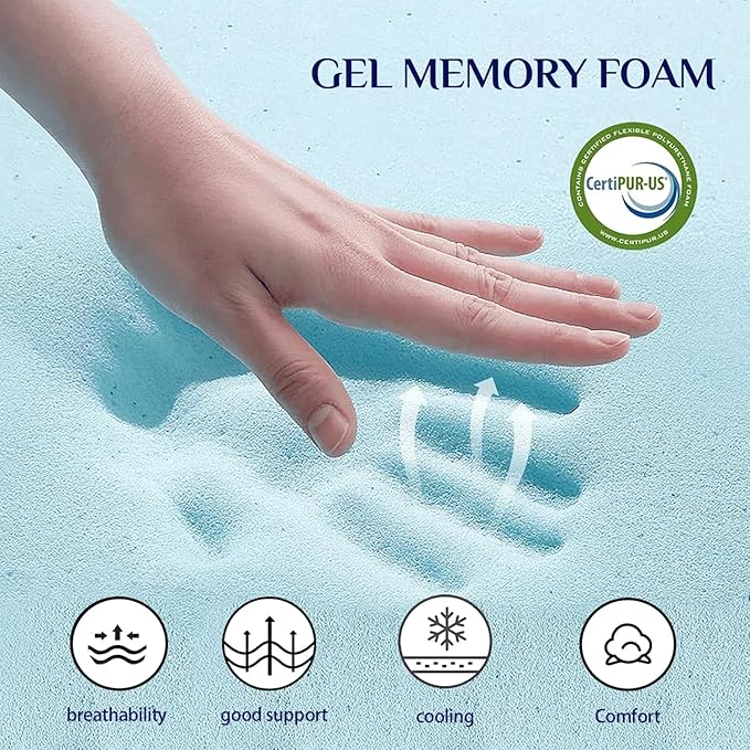 Dual Layer 3 Inch Memory Foam Mattress Topper California King Size, 2 Inch Cooling Gel Memory Foam Plus 1 Inch Pillow Top Mattress Pad Cover, with 8-21 Inch Deep Pocket, Grey