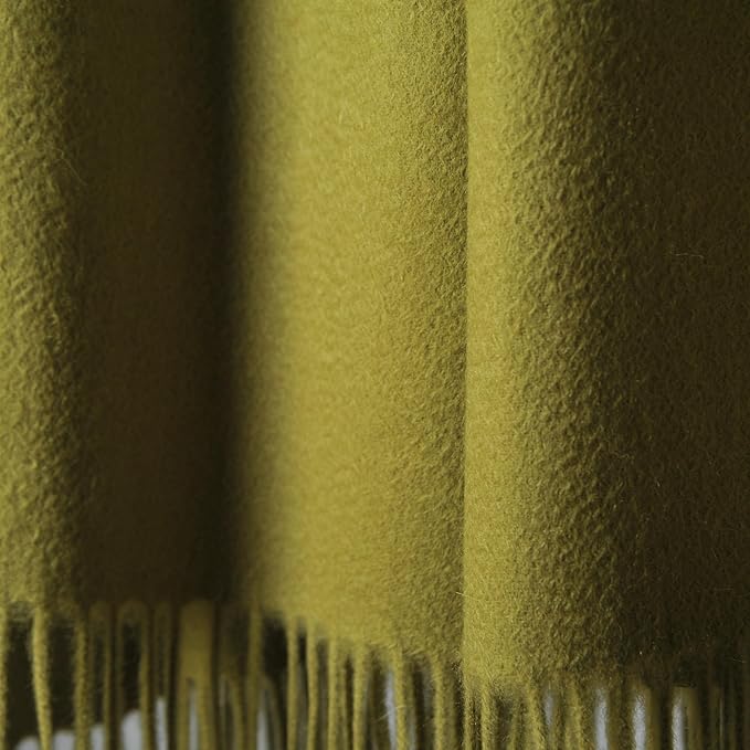 CUDDLE DREAMS Premium Cashmere Throw Blanket with Fringe, Luxuriously Soft (Bamboo Green)
