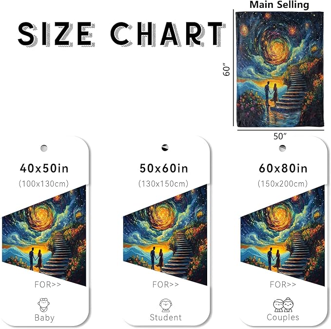 Romantic Starry Night Blanket, Cozy Flannel Dreamy Galaxy Sky Throw Blanket for Couch Outdoor, Plush Soft Lightweight Travel Blankets for Bed Decor and Gifts, for Women Men Adults 60"x80"