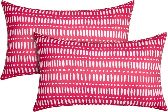 Pack of 2 12x20 Outdoor Pillows, Waterproof Throw Pillows with Inserts, Decorative Lumbar Pillows for Patio, Garden, Couch, Furniture, Sofa, Bed, Living Room(Pebble Red)
