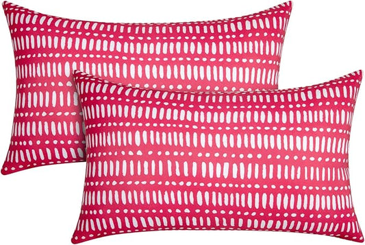 Pack of 2 12x20 Outdoor Pillows, Waterproof Throw Pillows with Inserts, Decorative Lumbar Pillows for Patio, Garden, Couch, Furniture, Sofa, Bed, Living Room(Pebble Red)