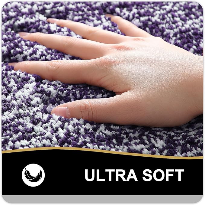 OLANLY Bathroom Rugs 24x16, Extra Soft and Absorbent Microfiber Bath Mat, Non-Slip, Machine Washable, Quick Dry Shaggy Bath Carpet, Suitable for Bathroom Floor, Tub, Shower (Small, Purple)