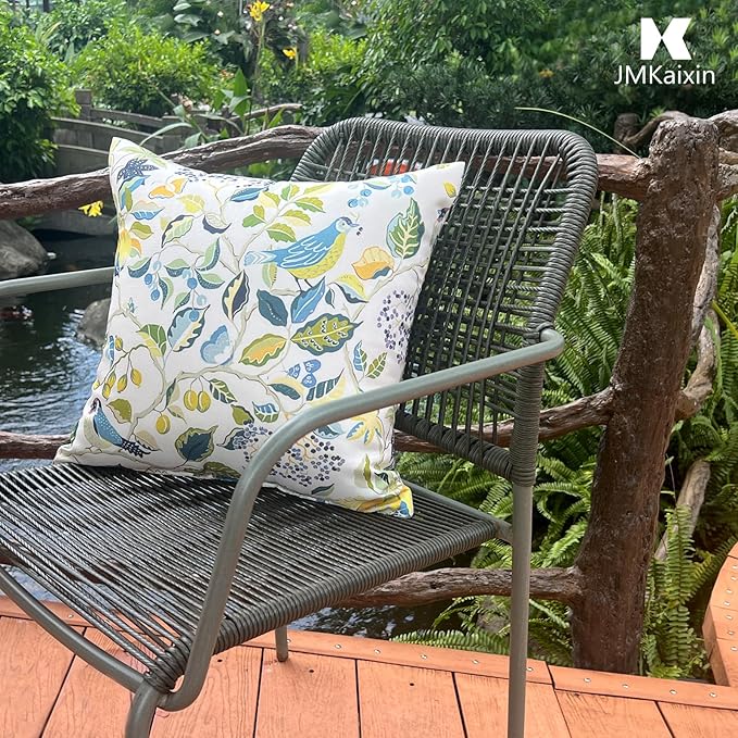 Outdoor/Indoor Throw Pillows, Pack of 2 Waterproof Decorative Throw Pillows with Inserts, 18”x18” Square Pillows for Bed, Couch, Sofa and Patio Furniture