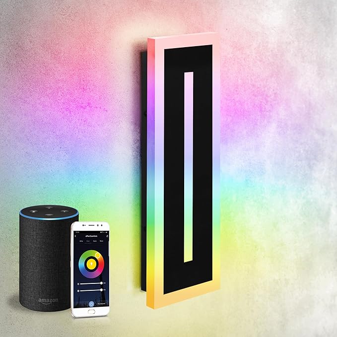 ASD LED 18" Long Wall Mount Light Fixture, Outdoor & Indoor Linear Sconce | RGBW, Smart, Waterproof, Anti-Rust, ETL Listed | 20W 950LM 2700-6500K 100-277V | Exterior Porch Lighting | Black