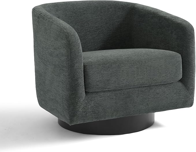 UIXE Swivel Accent Chair, Chenille Barrel Chairs Upholstered Armchair for Living Room, Modern Round Arm Chair Small Single Sofa Bedroom Reading Seat - Gray