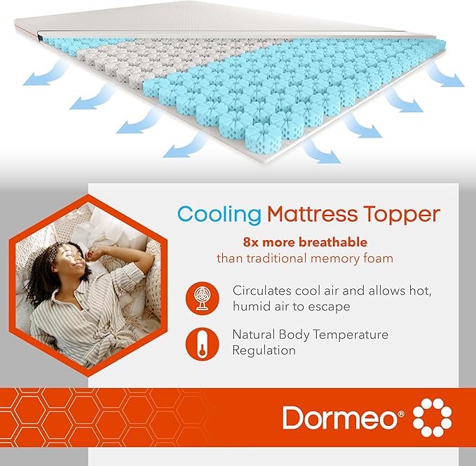 Dormeo RV Short King Cooling Mattress Topper, 3-Inch with Octaspring® Technology for Optimal Back Support, Medium Firmness