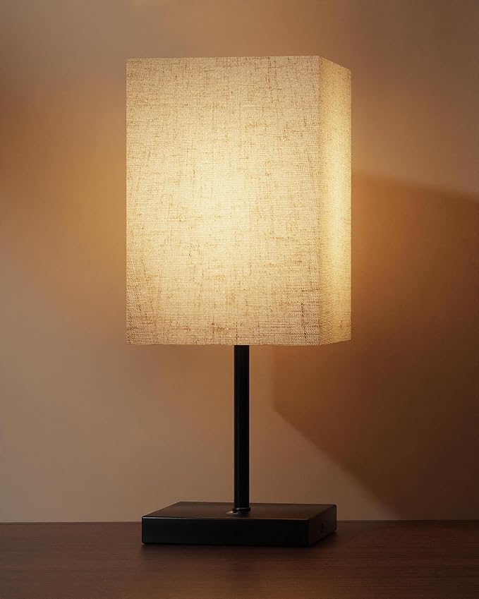 Lightapex Vintage Small Cordless Table Lamps with Stepless Dimming, Portable Rechargeable Bedside Lamps with Touch-Control for Bedroom, Living Room, and Reading, Cube(Black)